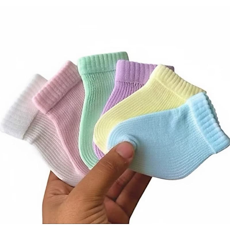 Kit 12 Meias Bebê RN Recem Nascido Essencial p/ Enxoval e Saída Maternidade 0-6 meses