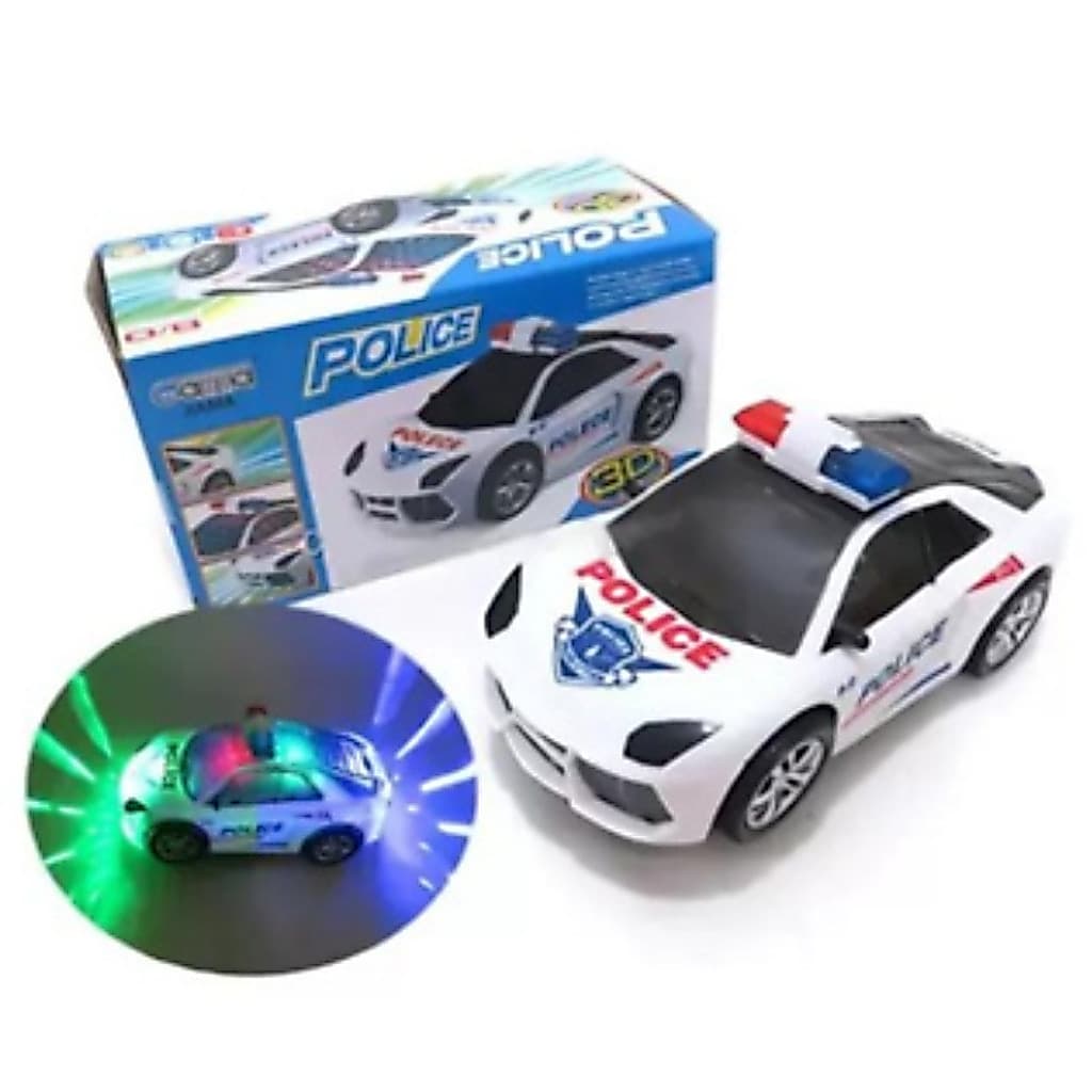 Carro de Policia Brinquedo para Menino Sirene 3D Luz Bate e volta