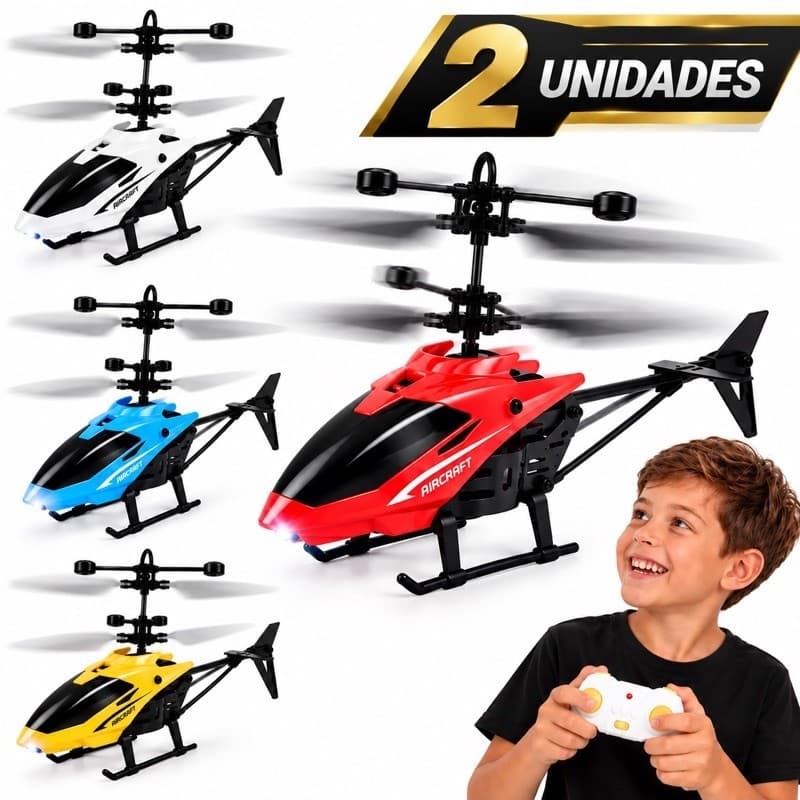 Helicóptero Voador com Controle Remoto Sensor Recarregável Brinquedo Infantil Dia das Criancas