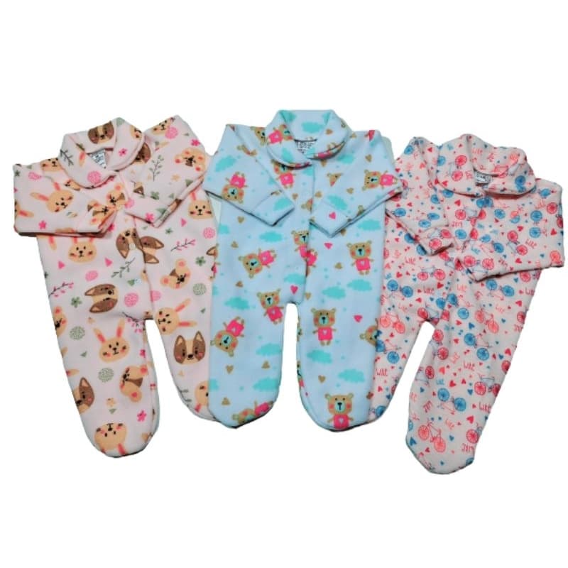 KIT COM 3 MACACÕES  DE BEBÊ SOFT QUENTINHO E MACIO- ESTAMPADO MENINO MENINA