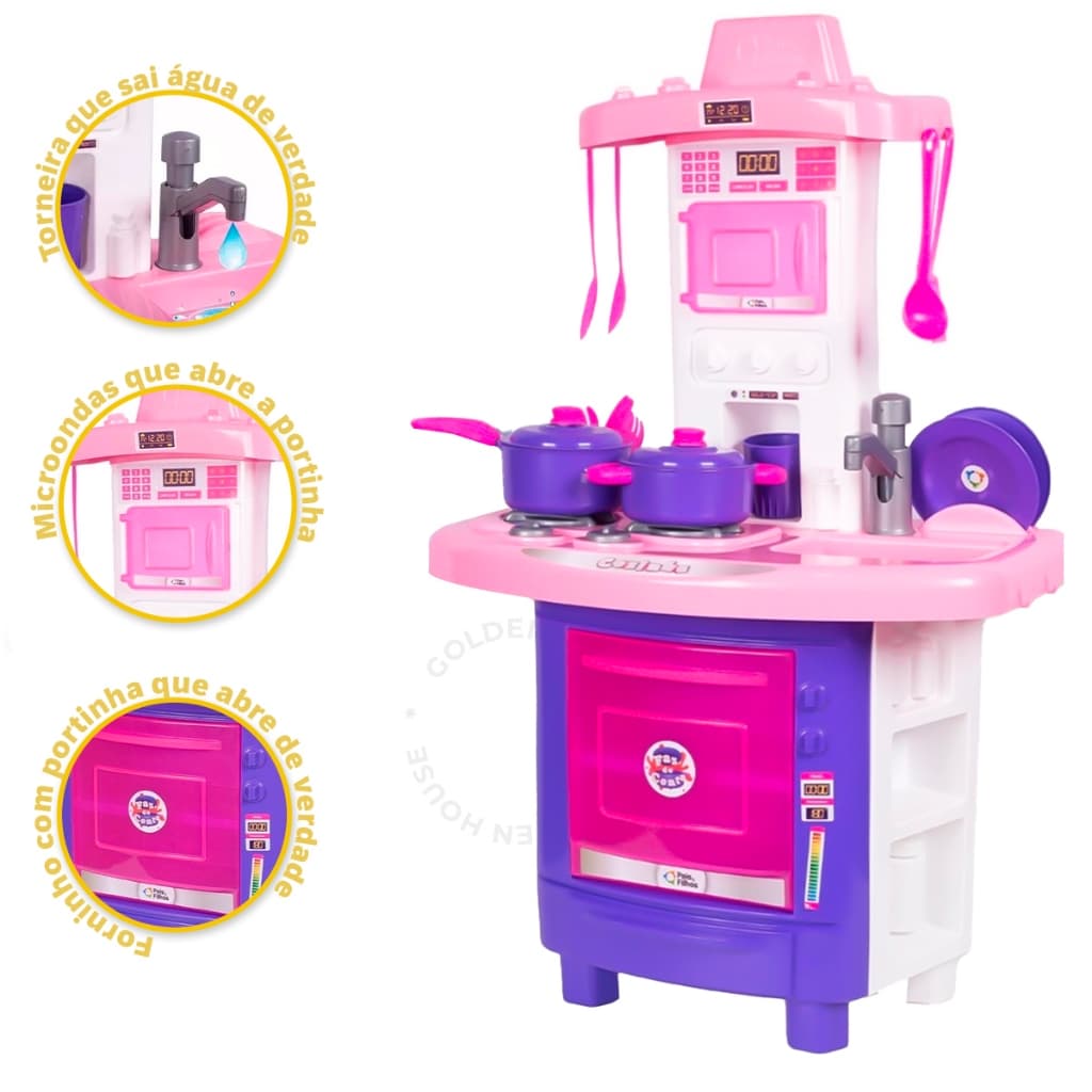 Kit Cozinha Infantil De Brinquedo Completa Sai Água de Verdade