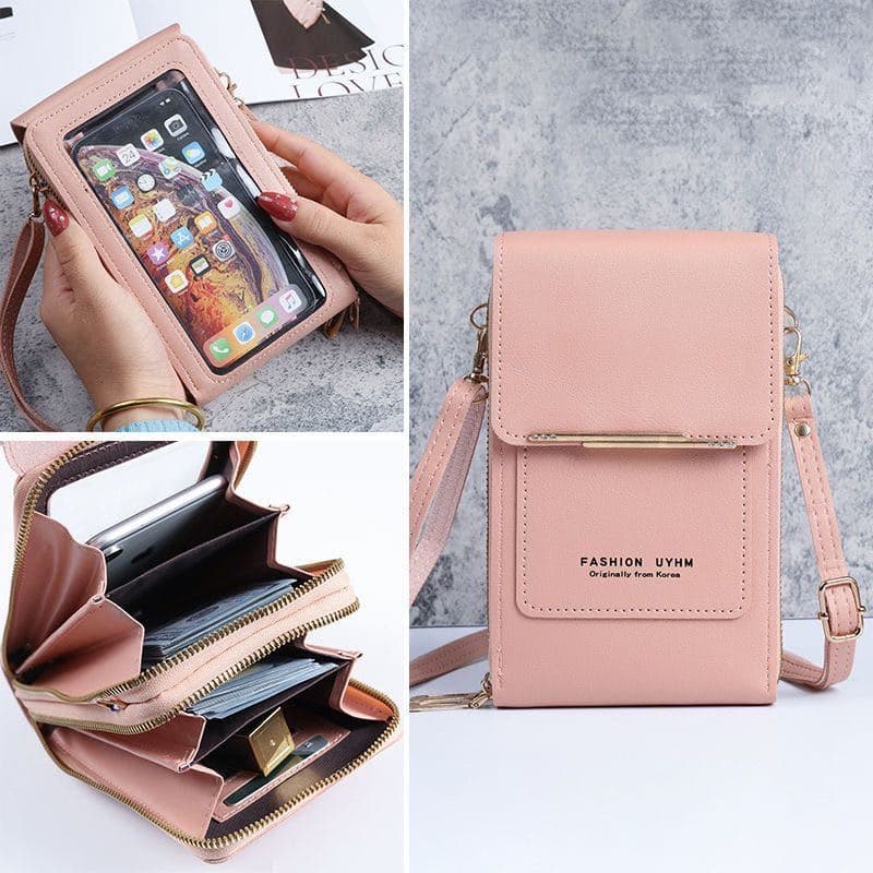Bolsa Couro Ombro Feminina Tocar Touch Cellular Multiuso