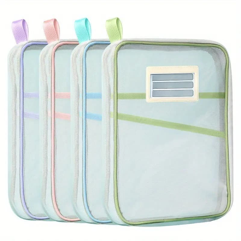 Pasta Arquivo Transparente Com Zíper E Divisórias De Malha Nylon Boa Capacidade Portátil