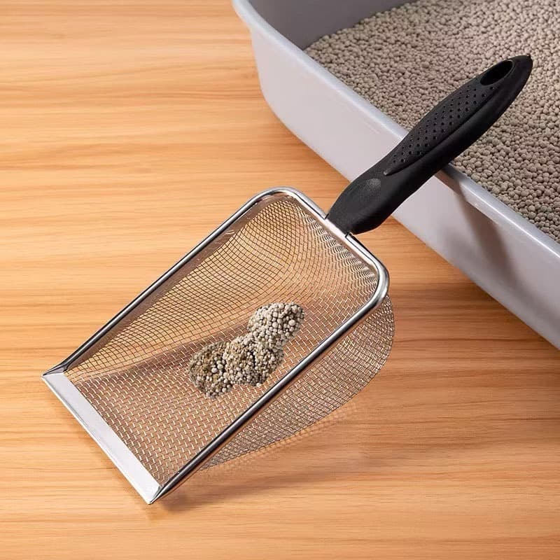 Pá para Areia de Gato em Aço Inoxidável | Pá Higiênica Coletora | Ferramenta de Limpeza Resistente e Durável para Pets