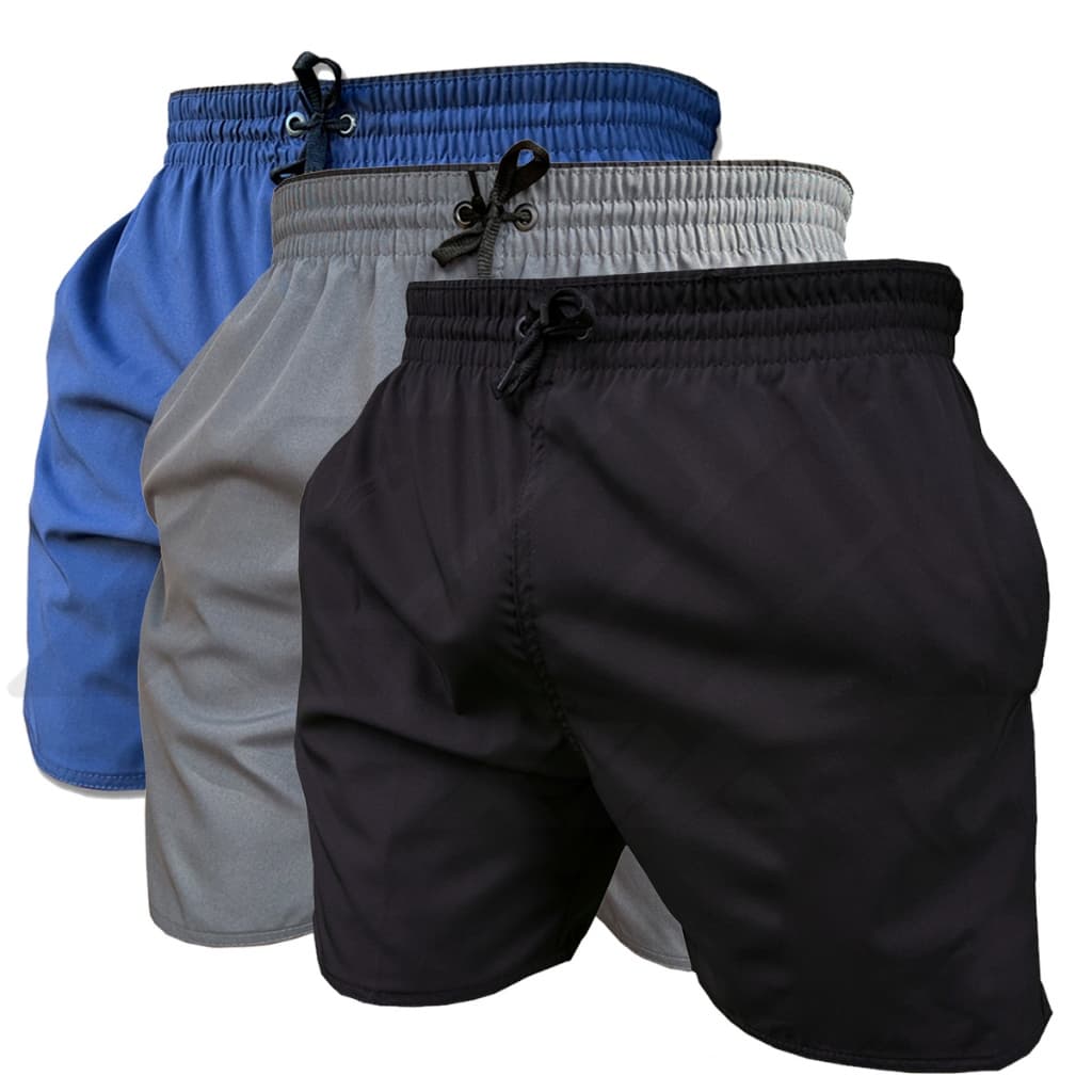 Kit 3 Short de Elastano Dry fit Bermuda de Praia Piscina e Academia