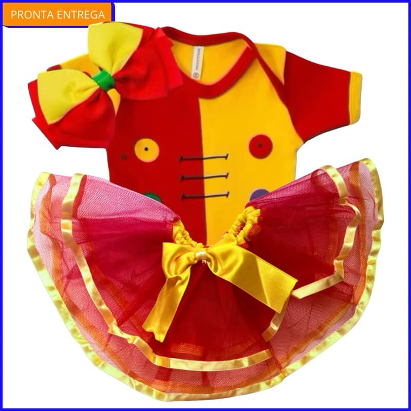 Body bebê temático Emília mesvesário infantil + laço+Tule ou Tiara