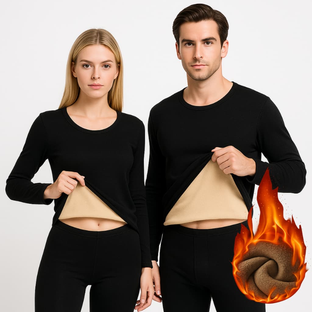 Conjunto Segunda Pele Térmica Flanelado Frio Intenso Preto Proteção Uv+50 Masculino Feminino Unissex