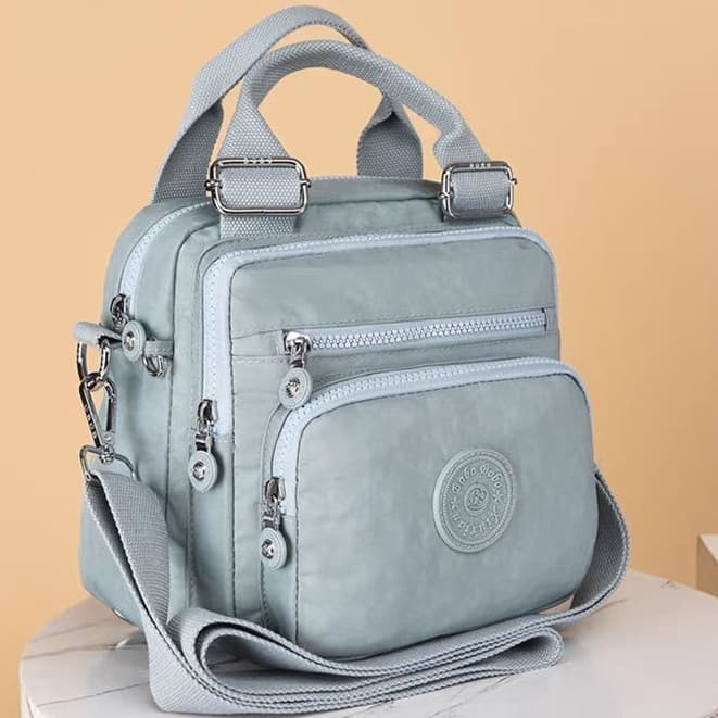 Bolsa feminina nylon impermeável vira mochila transversal tiracolo leve 3em1