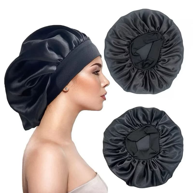 Touca de Cetim Ant Frizz Com Faixa Larga para Dormir Cozinha Banho