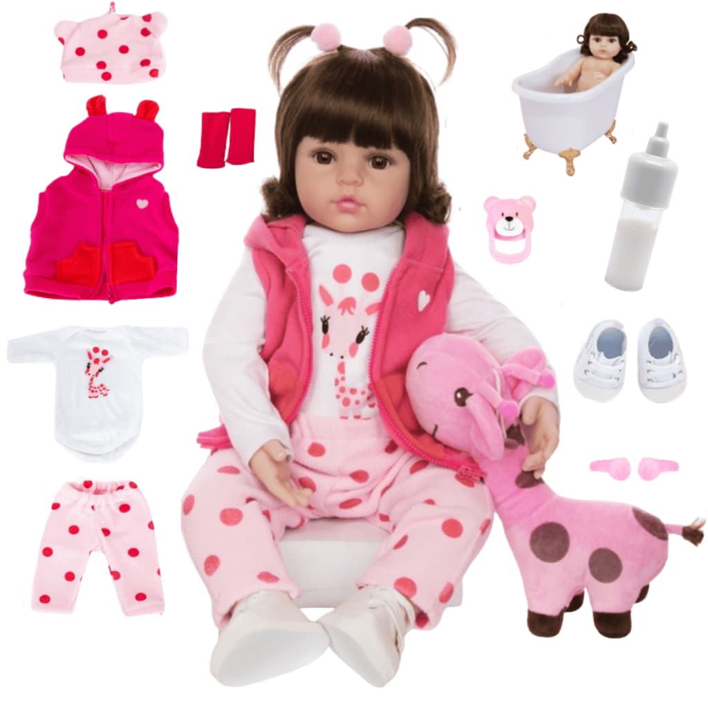 Boneca Bebê Reborn Girafinha Luxo Nova Realista Pode Dar Banho Envio Imediato