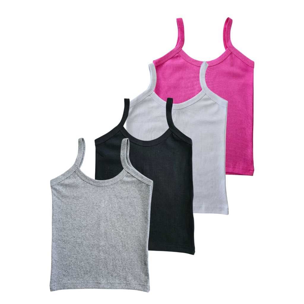 Kit 2 regatas alcinha INFANTIL para meninas ribana 96% algodão 4% elastano regata para criança verão