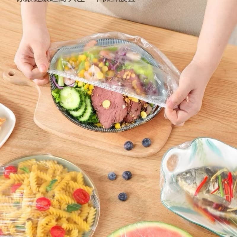 Kit com 100/200/300 Unidades de Tampa De Plástico descartável para alimento