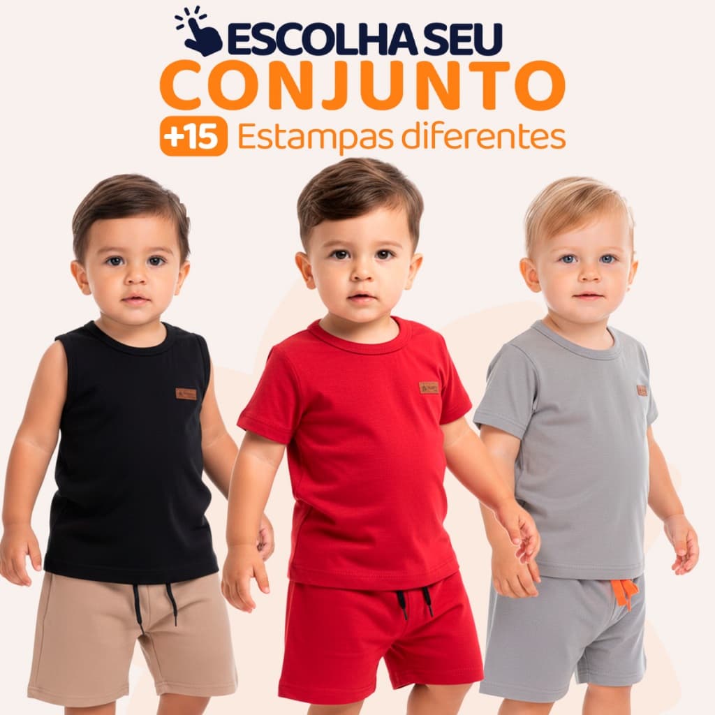 Conjunto Para Bebê Menino Liso Masculino Roupa de Bebê Menino Básico Minimalista Roupa infantil Masculino l05