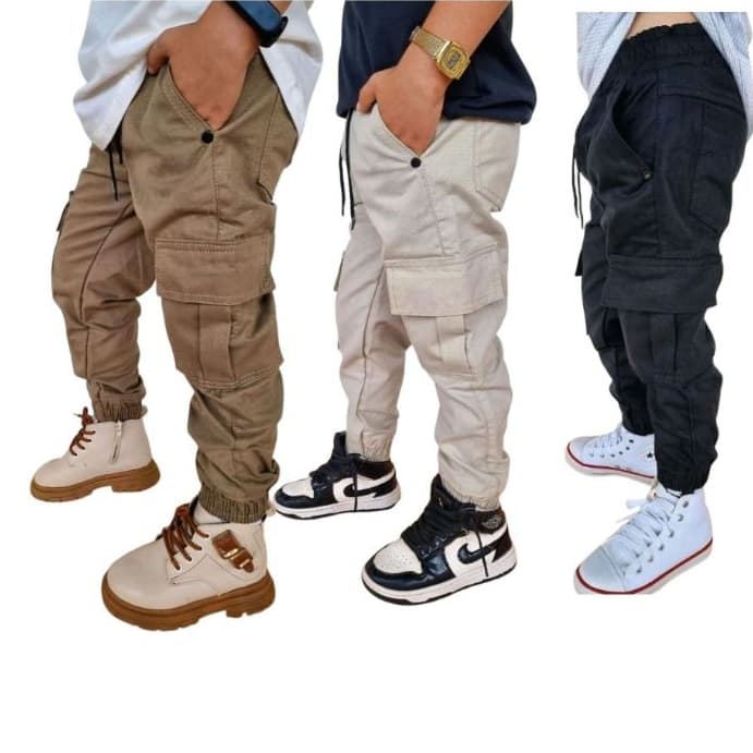 Calça Cargo Infantil juvenil menino Masculina Jogger com Bolsos Confortável Estilosa