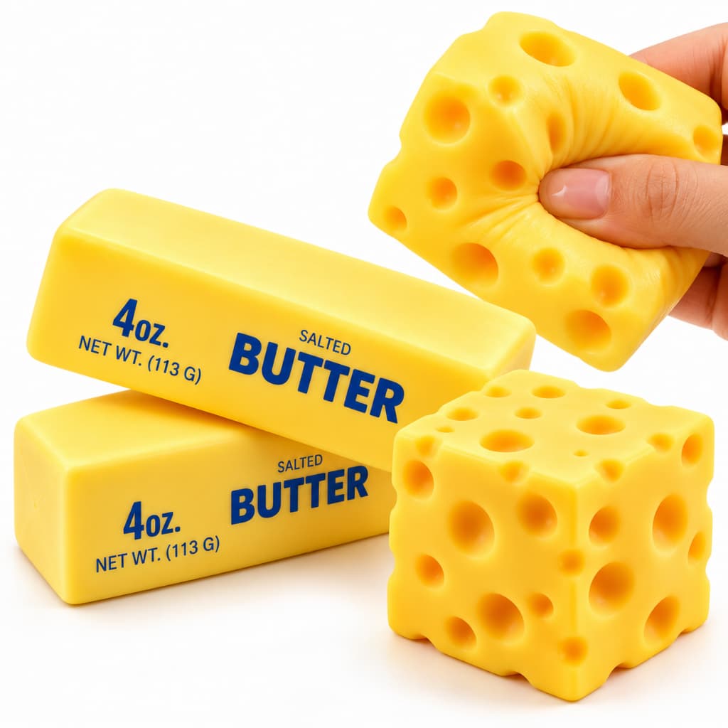 Squishy Butter Manteiga Gigante 24cm e 13,5cm Super Macio Fofinho Surpresa Antistresse Fidget Toy Sensorial Queijo