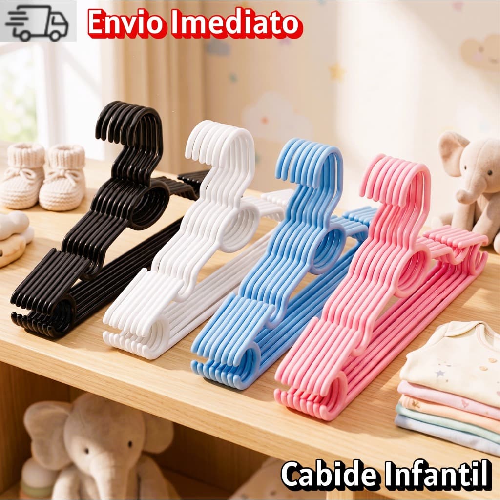 Kit até 50 Cabides Infantil Bebê Baby Rosa Azul Branco Preto Plástico  Roupa Colorido Reforçado Premium