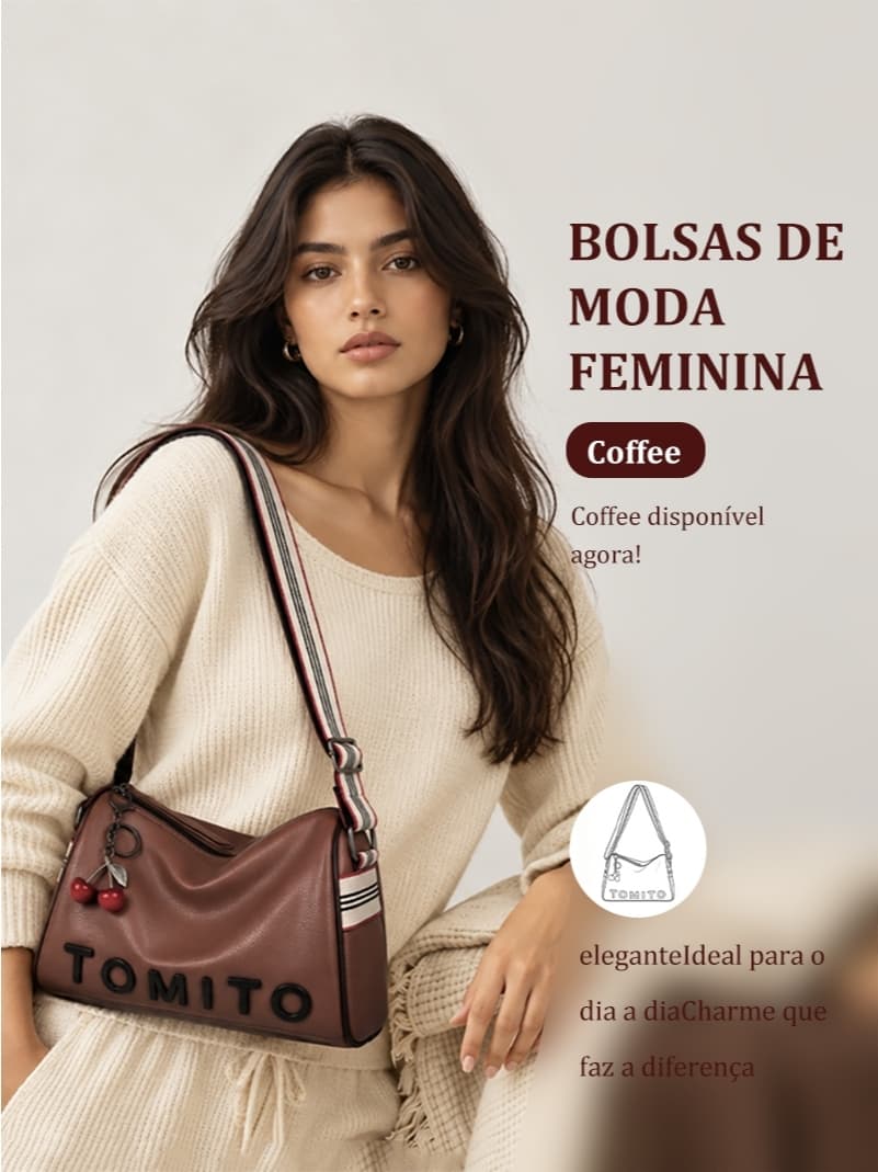 TOMI MITO  Bolsa Feminina Pequena Casual de Ombro com Alça Larga Zíper e Espaço Interno Prático TM9243