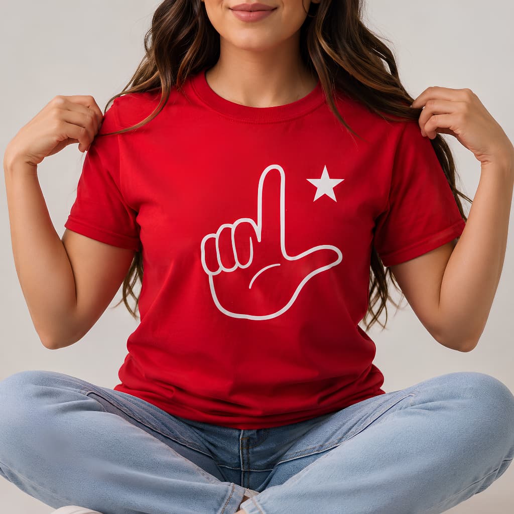 Camiseta T-Shirt Feminina Masculina Estampa Faz o L Com Estrela Política Esquerda