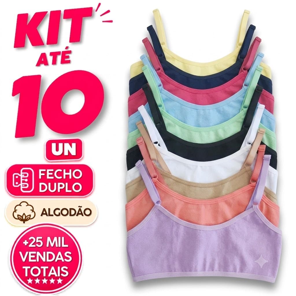 Kit Sutiãs Liso Cotton Algodão Infantil Juvenil Maya Conforto Menina Básico Usar Uniforme PROMOÇÃO