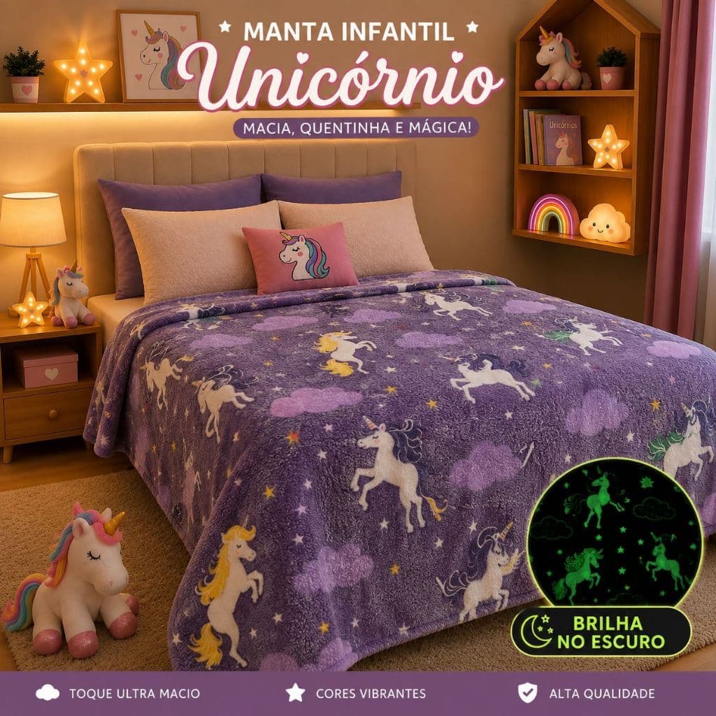 Cobertor Manta Infantil Brilha no Escuro 2,00x1,80 Antialérgico Varia Cores