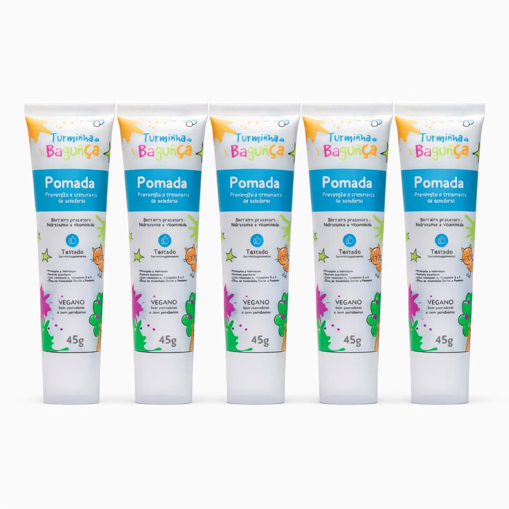 Kit 5 Pomadas Preventivas para Assaduras 45g Turminha da Bagunça Pomada Bebê