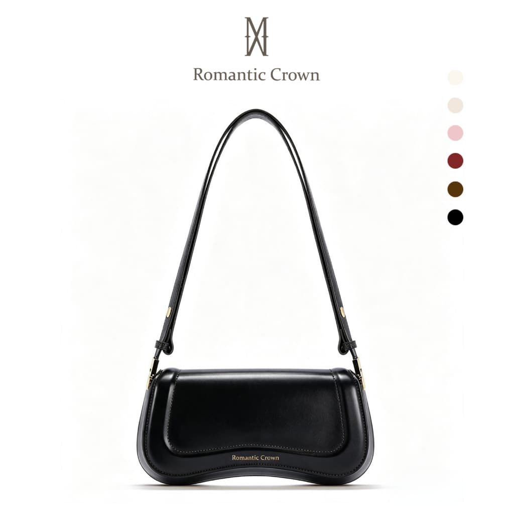 ROMANTIC CROWN Bolsa Feminina Pequena de Ombro Impermeável, Mini Tiracolo de Couro para Trabalho e Festa