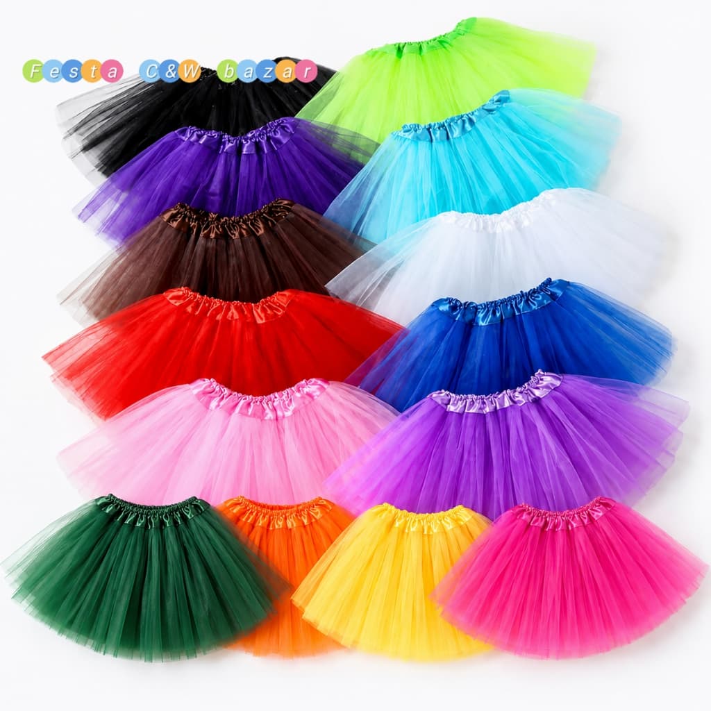 Saia De Tule Infantil / Bebê E Tutu Adulto Lisa Colorida 30cm E 40cm Festa Fantasia Cosplay Halloween Carnaval