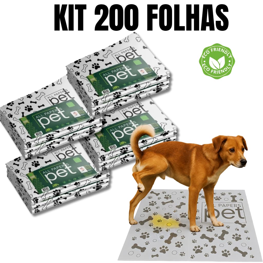 Kit Jornal Pet Higiênico 50/100/150/200 Folhas Grande 64x58cm Biodegradável Atóxico Não Vaza - cachorro - gato