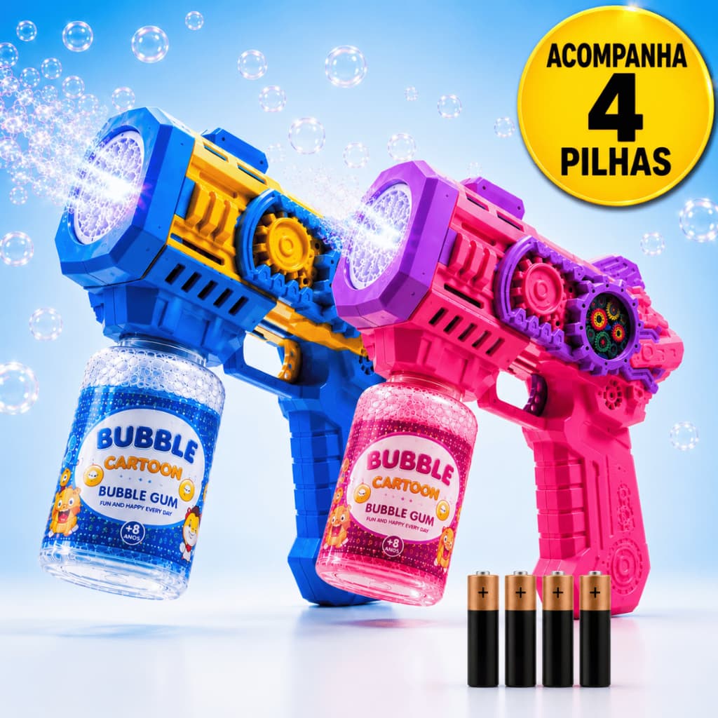 Máquina de Fazer Bolhas Sabão Automática Elétrica LED Colorido Brinquedo Menino Menina Presente