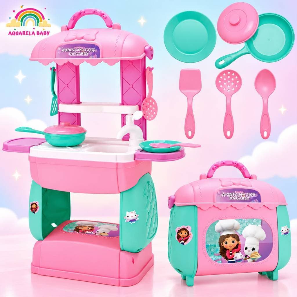Cozinha Infantil Completa A Casa Mágica Da Gabby Kit Chef Com 18 Peças