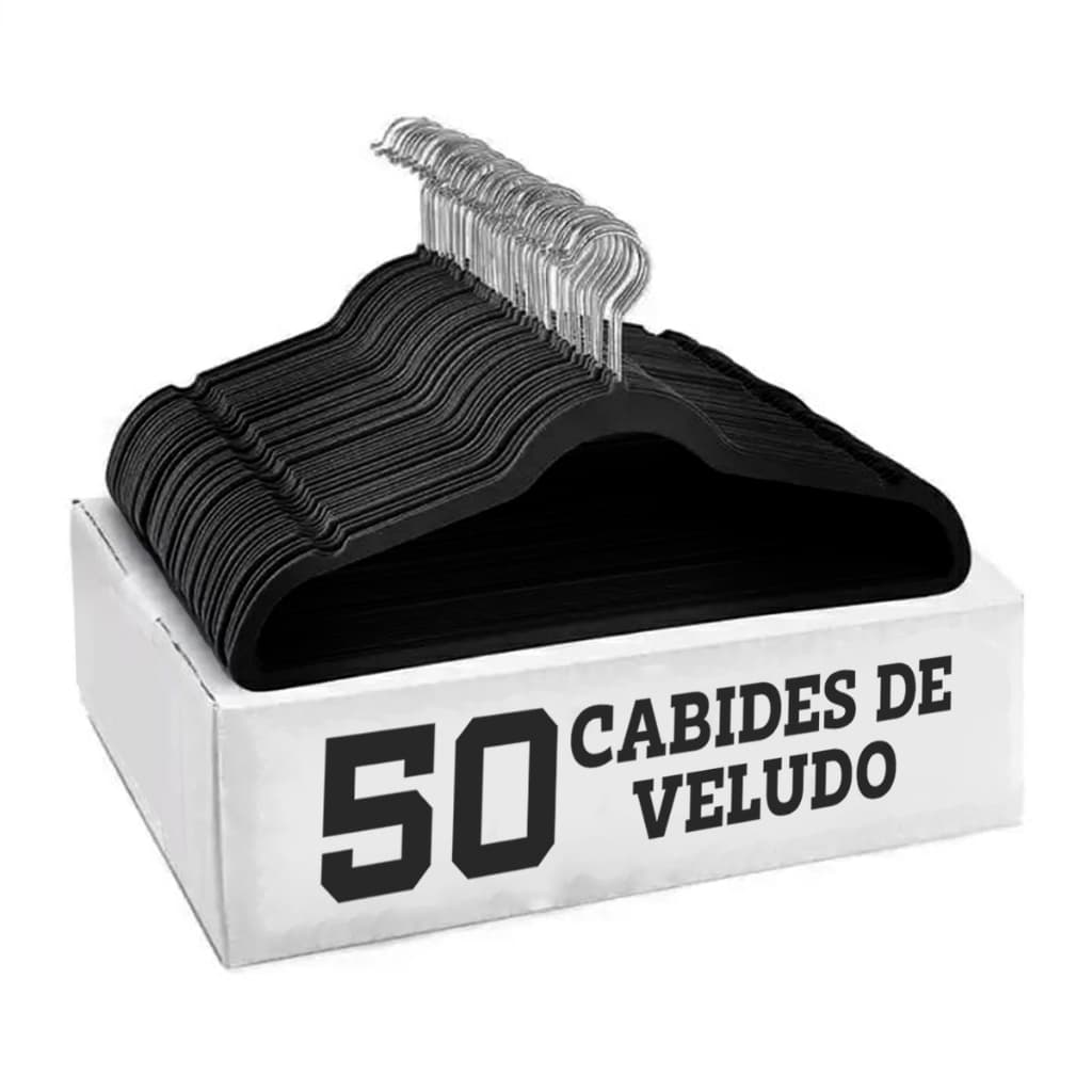 Kit 50 Cabides Veludo De Roupa Antideslizante Slim Adulto  Gancho 360°