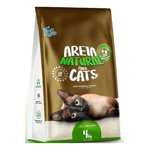 Areia higiênica natural biodegradável mandioca 4kg