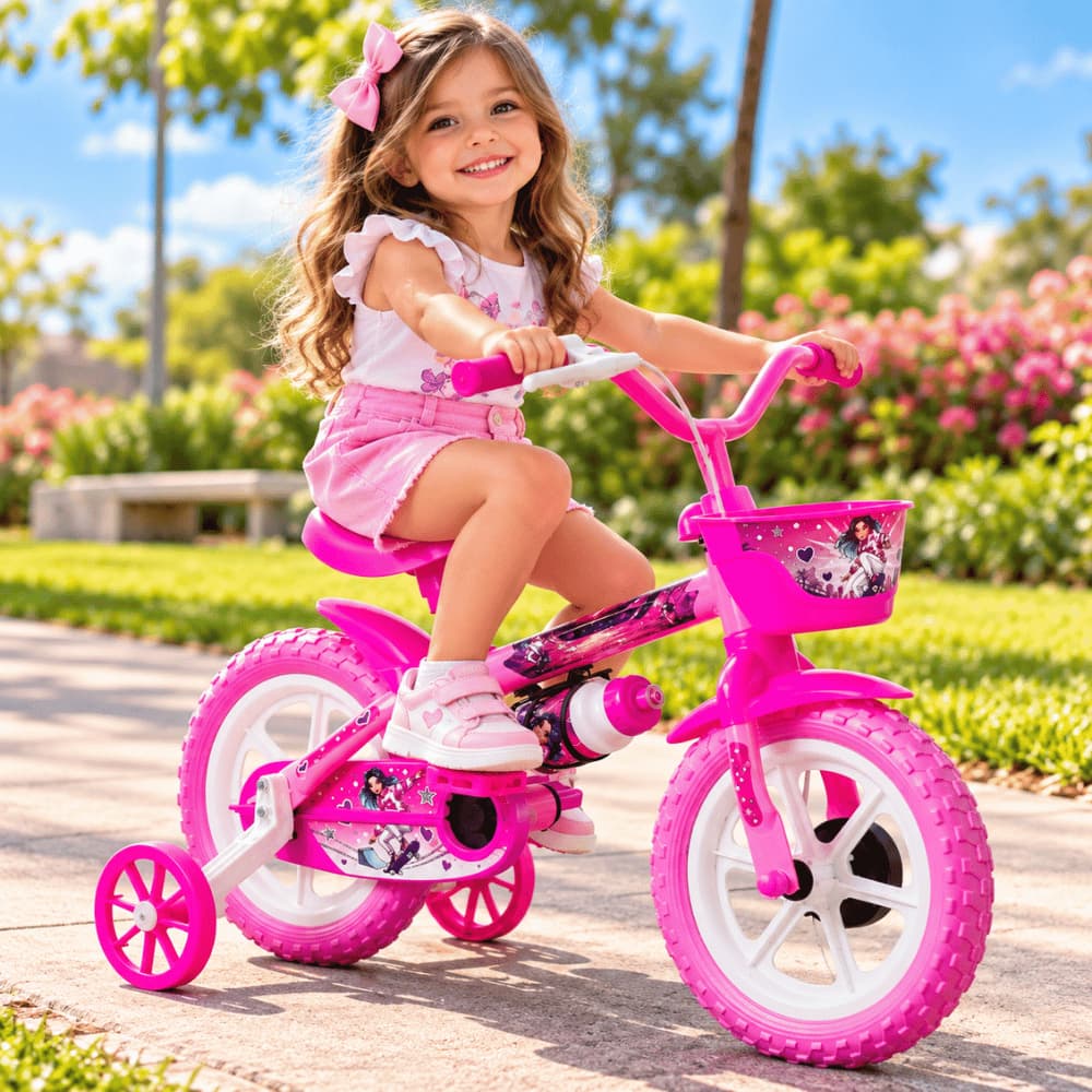 Bicicleta Infantil Aro 12 Rodinhas Cestinha Garrafinha Freio Traseiro Banco Regulável