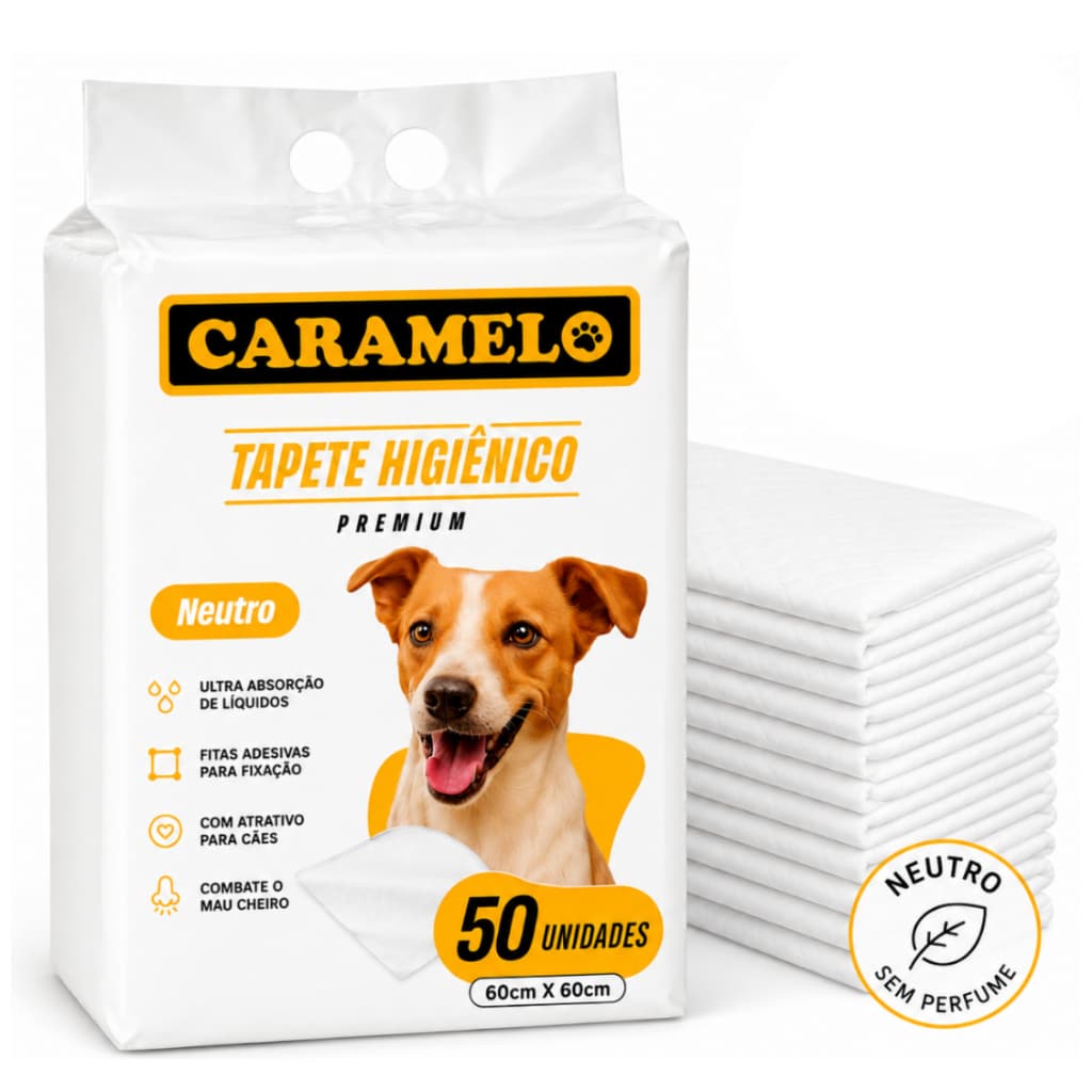 Tapete Higiênico Premium Caramelo - Ultra Absorção Combate Mau Cheiro Não vaza - Adesivos para Fixar