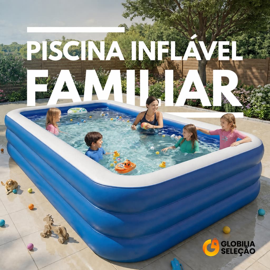 🔥Piscina Inflável Retangular Infantil 3 Anéis Piscina Inflável Playground Swimming Pool Adulto Piscina Grande
