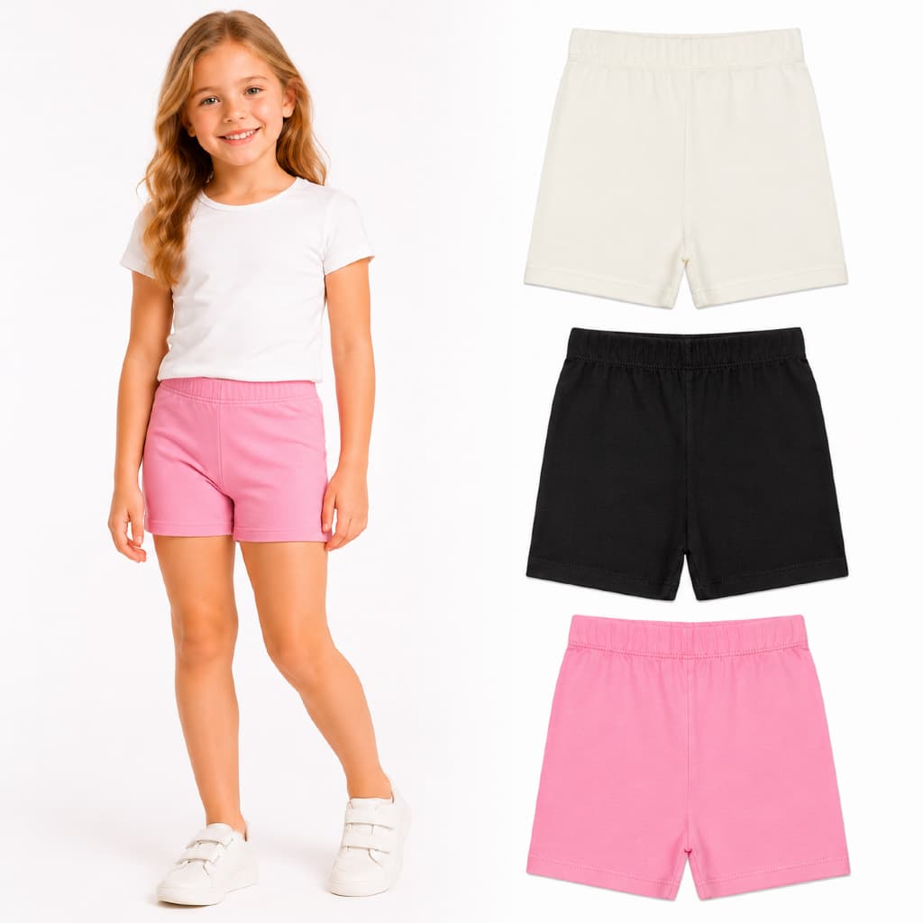 Short Boxer Infantil Curto Cotton Menina 96%Algodão Ideal para Usar com Saias e Vestidos Tam 2 ao 12