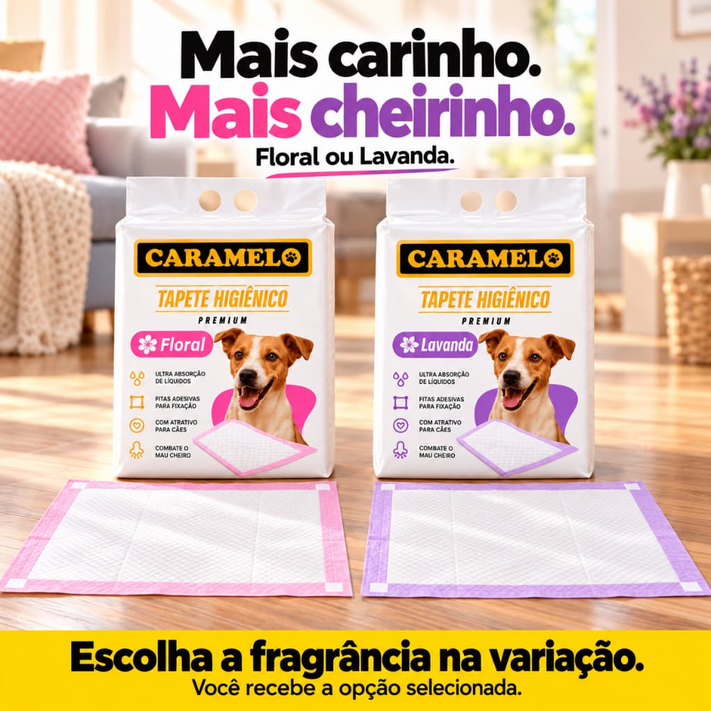 Tapete Higiênico Premium Caramelo Lavanda / Floral - Antiodor Antivazamento Premium