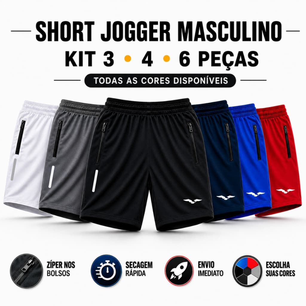 Kit 3 4 ou 6 Bermuda Short Masculino Dry Fit Academia Treino Corrida Confortável Dia a Dia