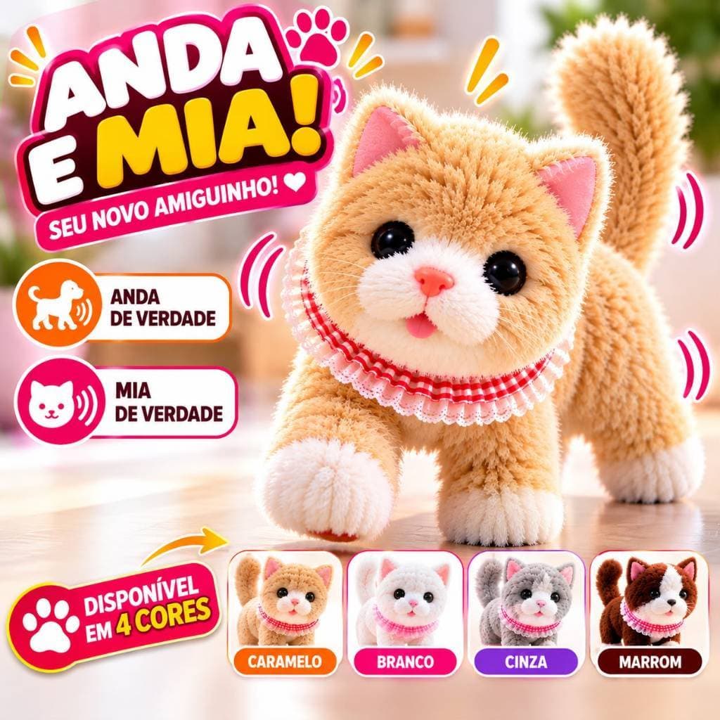 Brinquedo Cachorrinho Que Anda e Late Pelucia Infantil Com Som Divertido Toda Criança Vai Amar Com Pilhas Inclusas