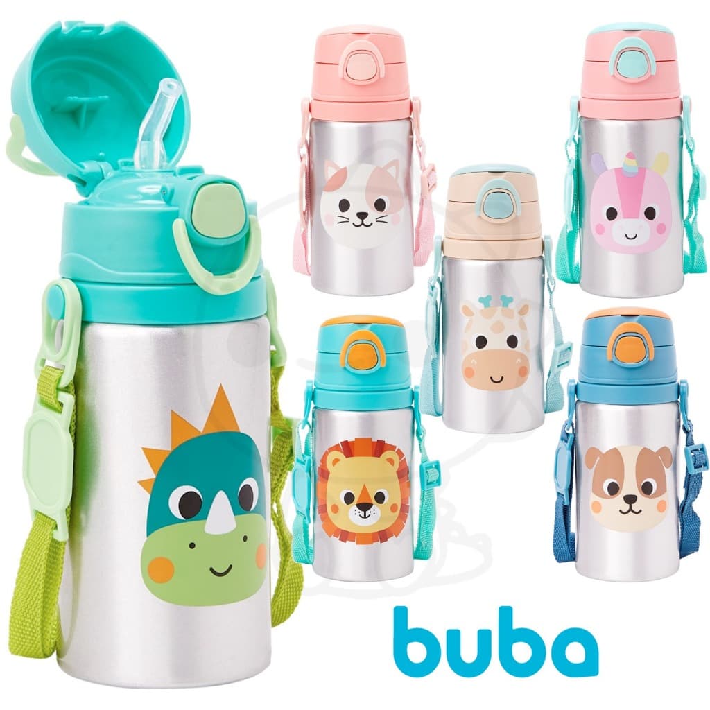 Garrafinha De Alumínio Com Canudo Buba Garrafa de água infantil buba