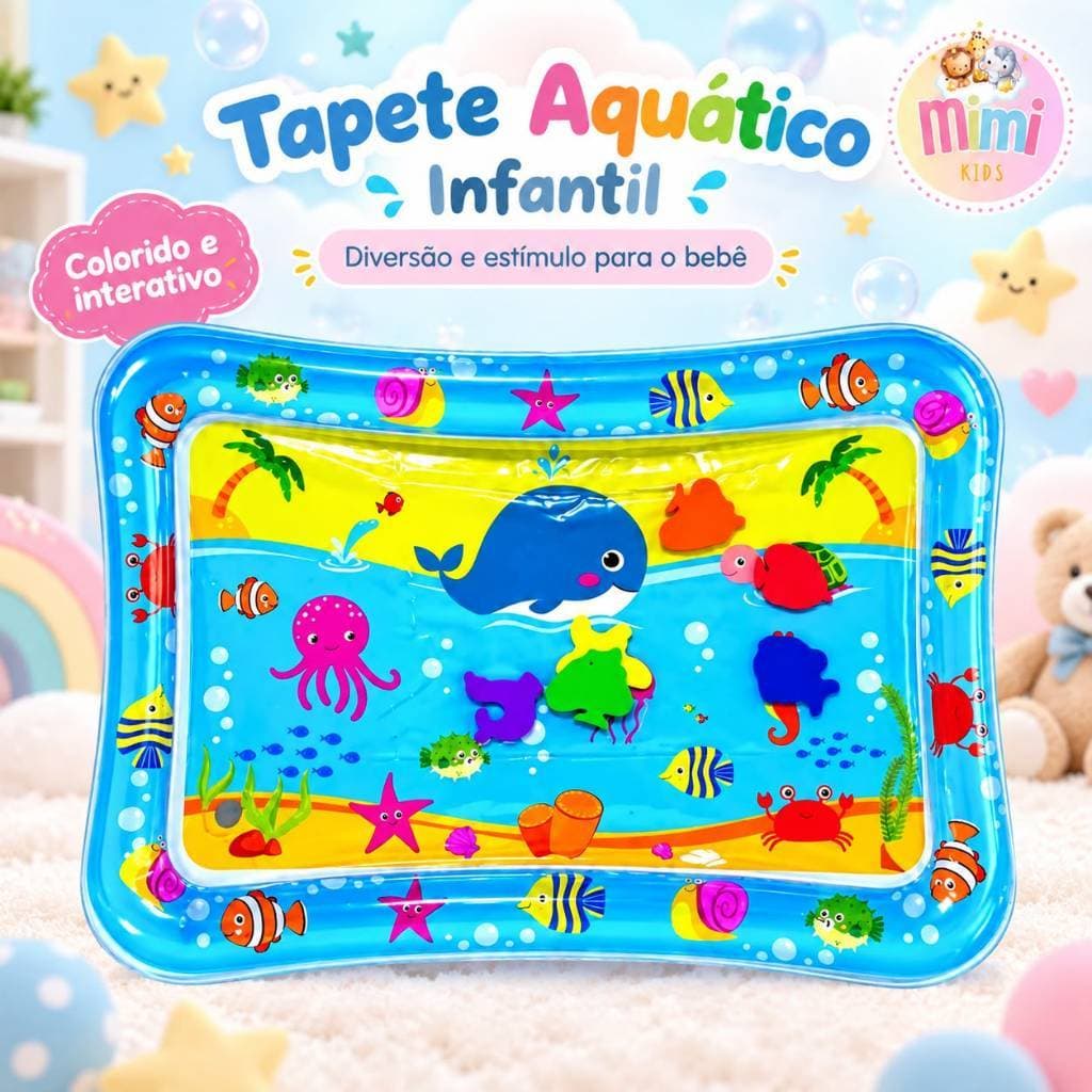 Tapete Infantil Bebê Inflável Água Atividades Sensorial Almofada Menino e Menina
