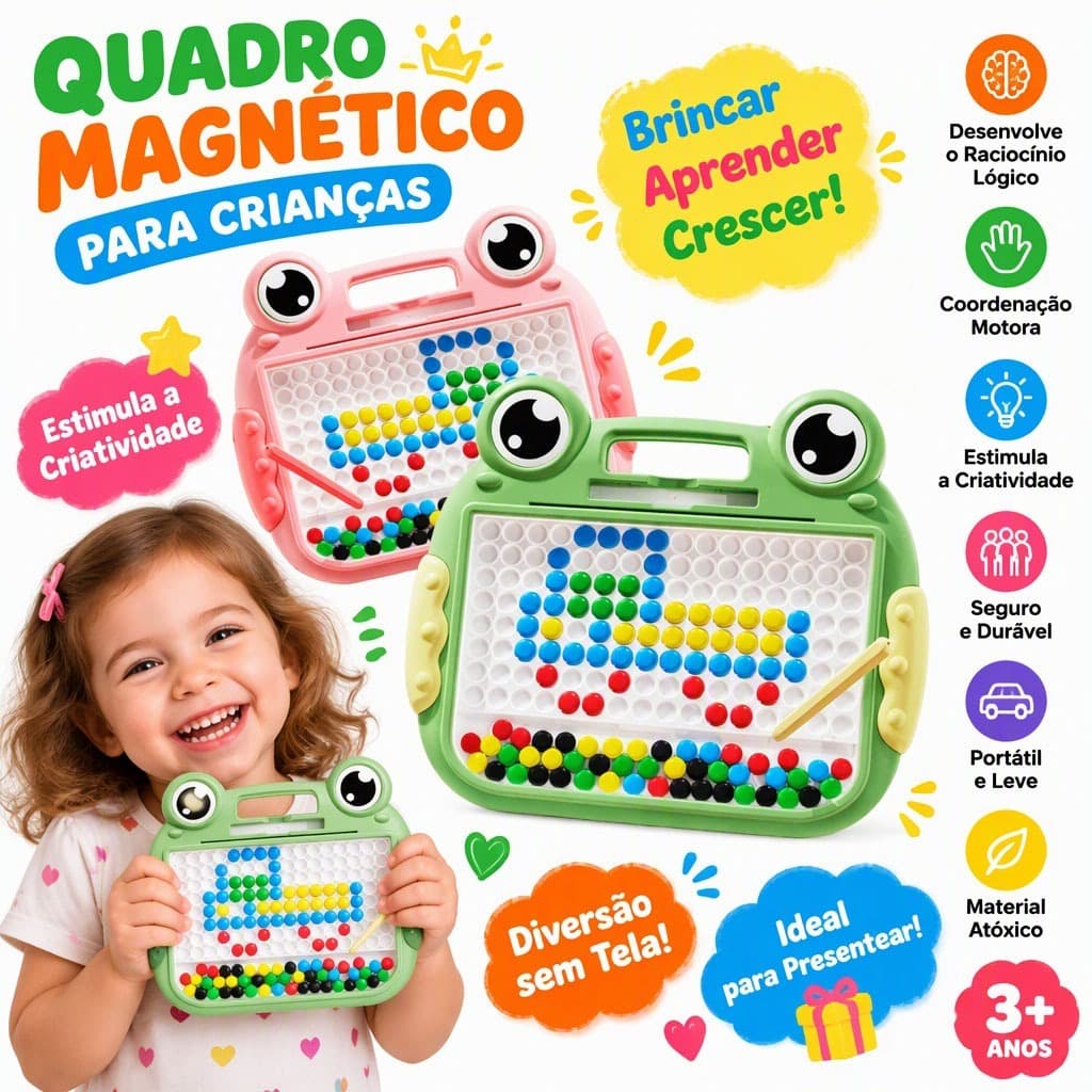 Lousa Mágica Caneta Magnética Prancheta Infantil Educativo Autismo Cartelas Desenho
