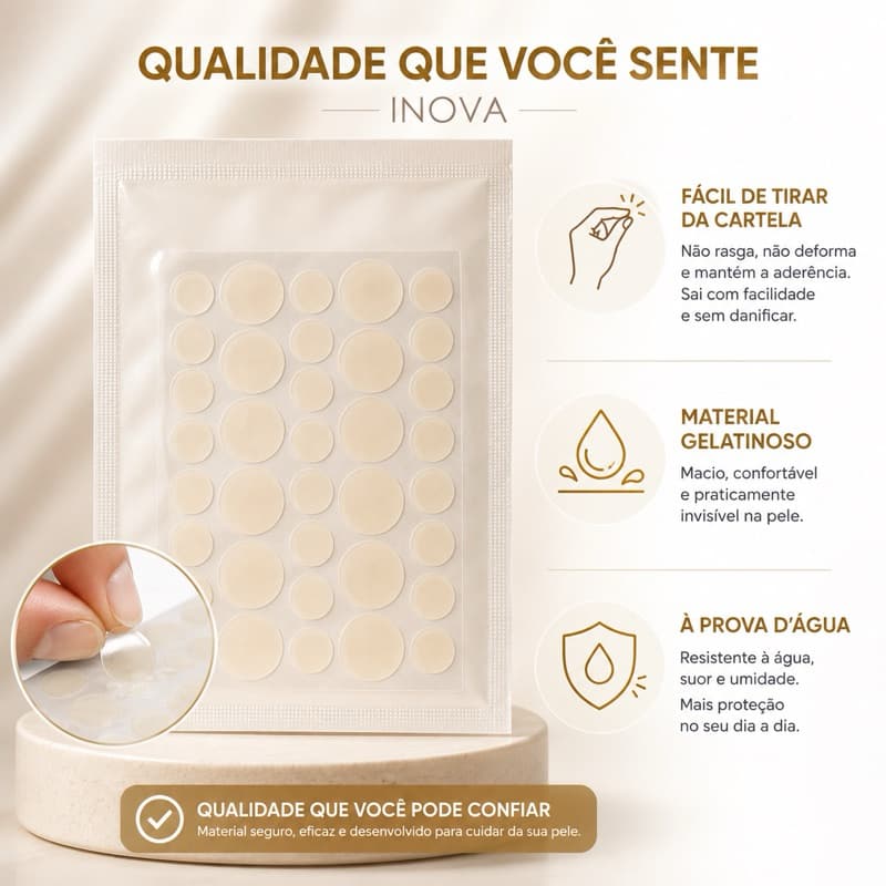 36/72/108/144 Adesivo Hidrocoloide Transparente para Espinha e Acne Secativo Seca Espinha