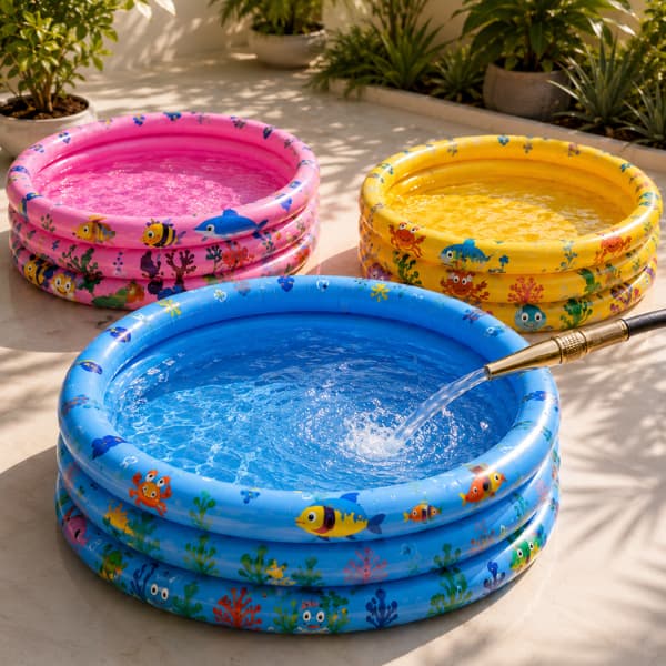 Piscina Infantil Inflável Redonda 3 Anéis Bebê Verão Menino Menina 40 Litros 60cm
