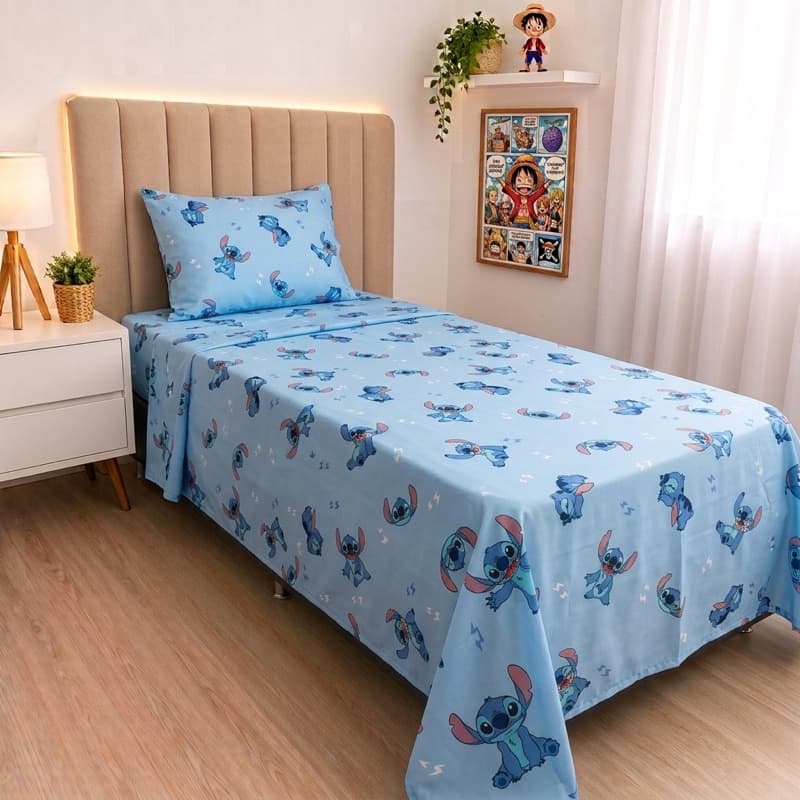 Kit Lençol Infantil Solteiro Jogo De Cama Com Fronha Temático 1,50x2,50m Toque de Algodão