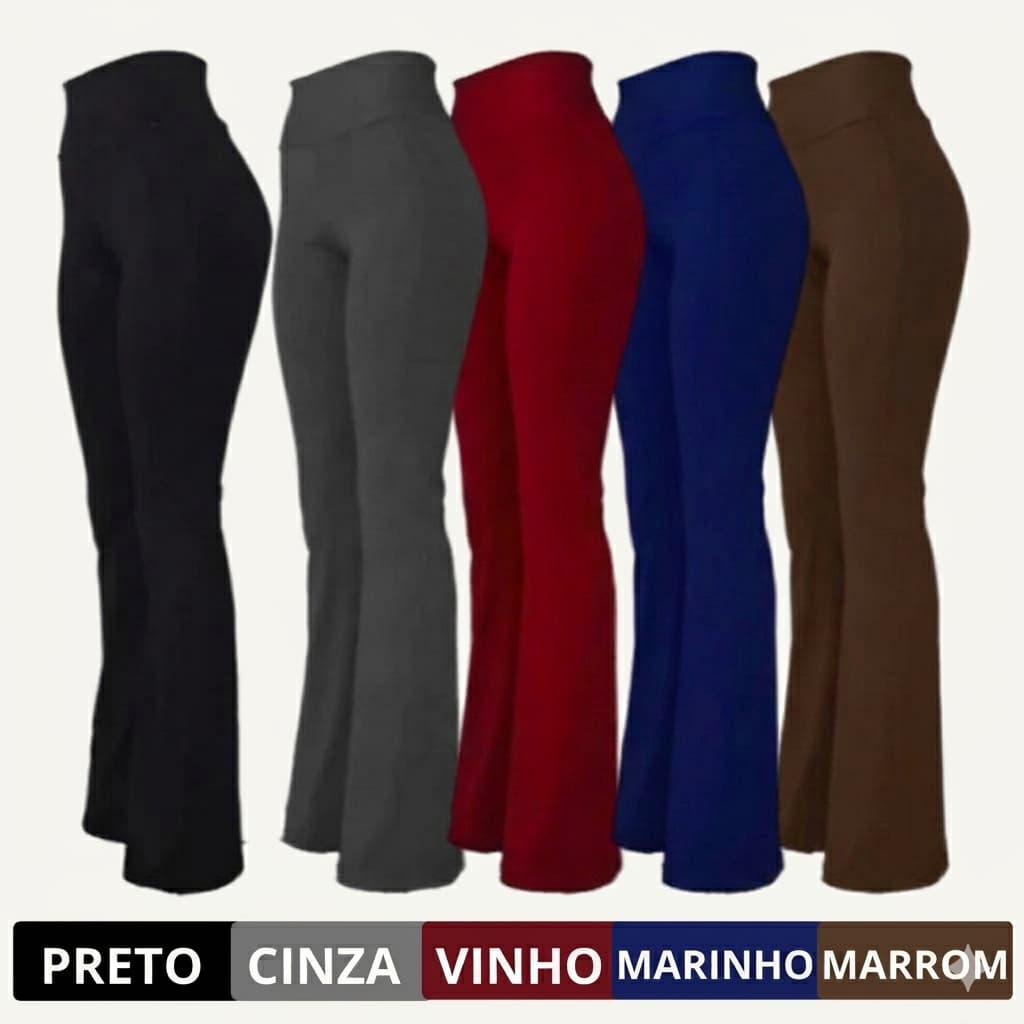Kit 2 Calças Legging FLARE, Bailarina, Boca de Sino, Suplex Cintura Alta, Academia, Social ou Casual