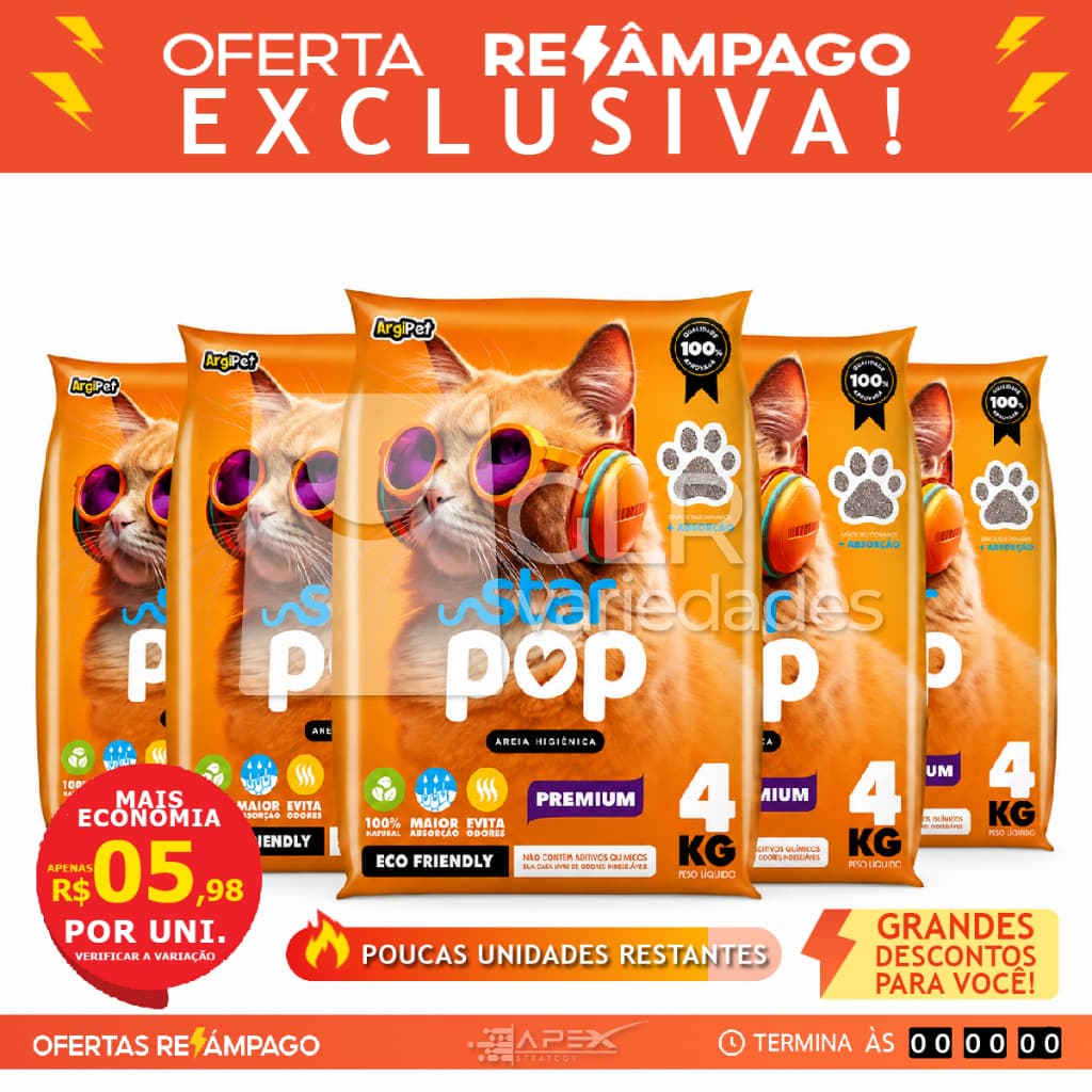 Kit 4 a 20 kg areia sanitaria extra premium higienica natural argila ecologica absorvente para gatos