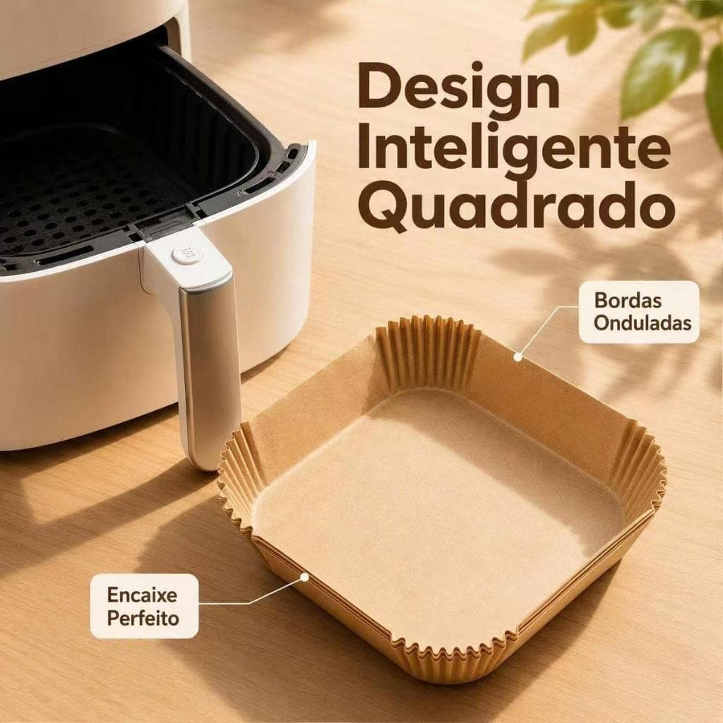 Kit 100 forma de airfryer descartavel antiaderente de papel cozinha quadrado fritadeira cozimento