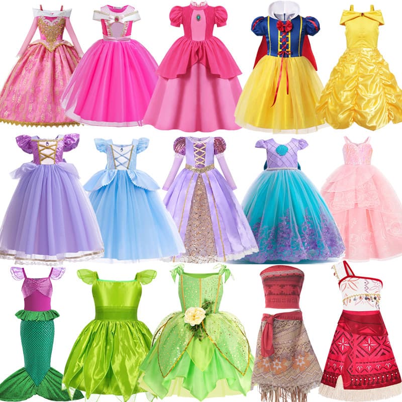 Vestido infantil verde de princesa com tema de sereia, para fantasia e brincadeiras.