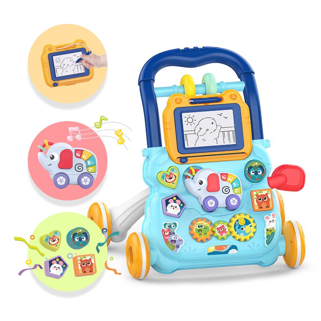 Andador Empurrador Infantil Musical Educativo Azul Yuupi